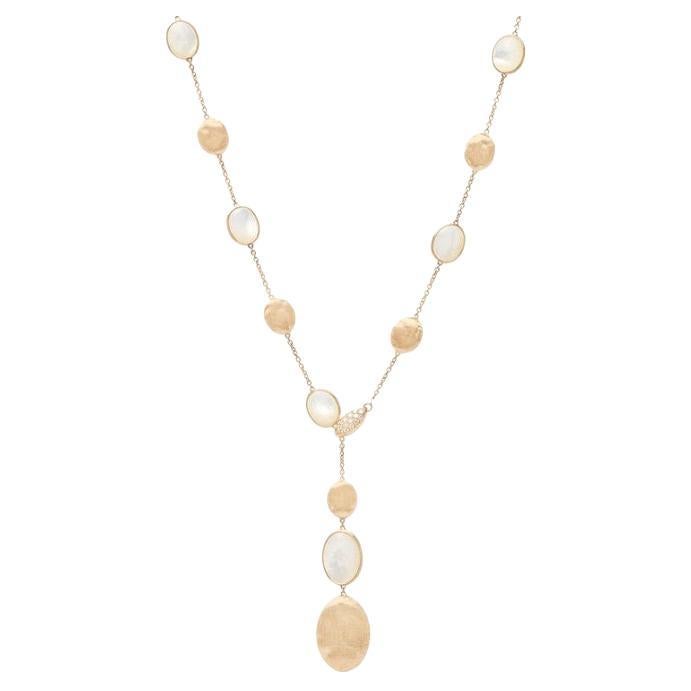 Marco Bicego Siviglia Mother of Pearl Lariat 0.10CT Diamond Necklace CB2653-BMPW For Sale