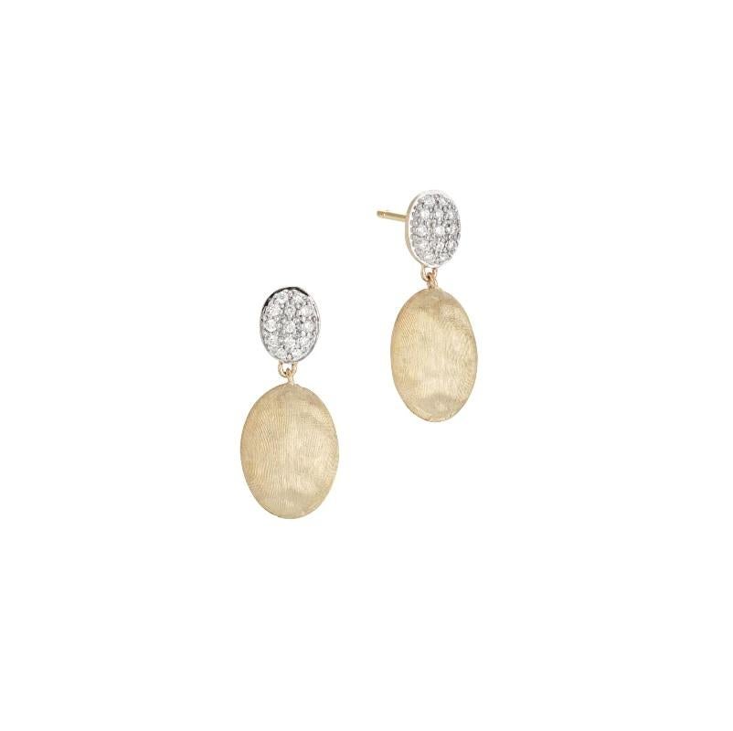 Round Cut Marco Bicego Siviglia Yellow Gold & Diamonds Drop Earrings OB1289B
