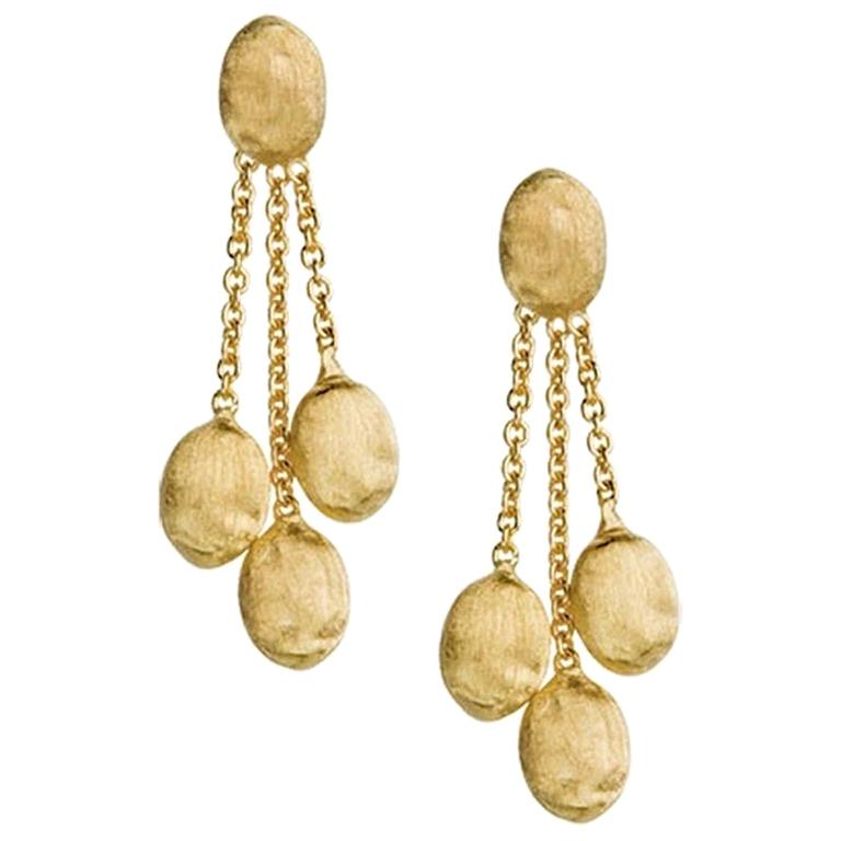 Marco Bicego Siviglia Yellow Gold Three-Strand Oval Earrings OB447 For Sale