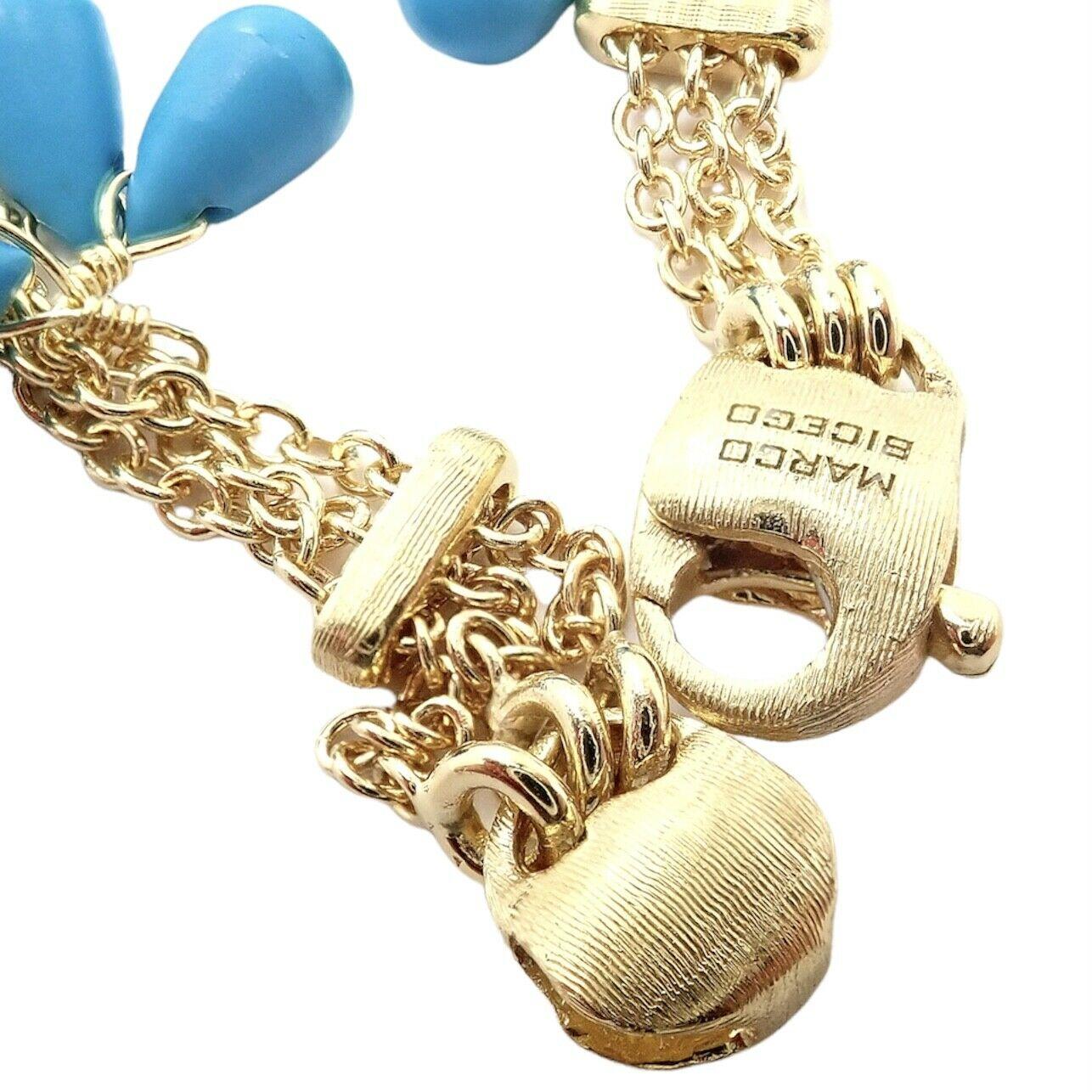 Marco Bicego Drei Ständer Türkis Acapulco Gelbgold-Armband für Damen oder Herren