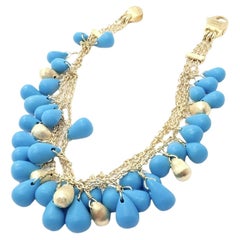 Marco Bicego Three Stand Turquoise Acapulco Yellow Gold Bracelet