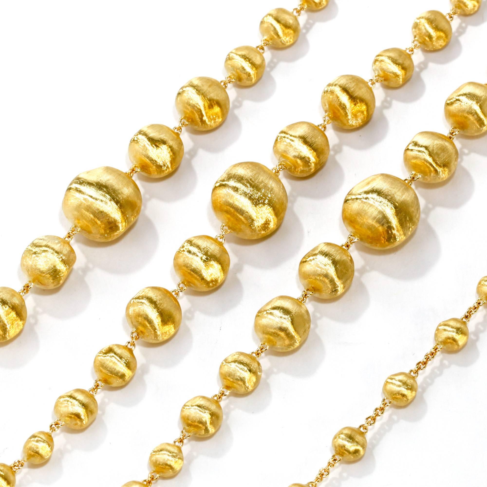 Marco Bicego Triple Wave Necklace Africa Collection 18 Karat Yellow Gold In New Condition For Sale In Houston, TX