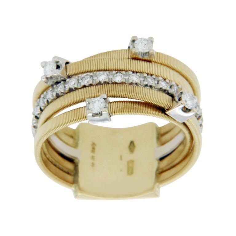 Marco Bicego Yellow and White 18 Gold Diamond Bridal Wedding Band Ring ...