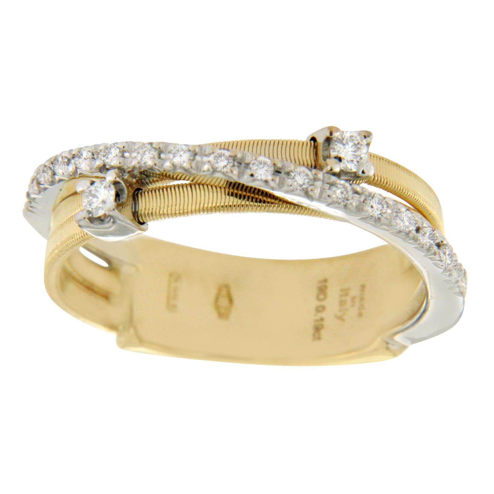 Marco Bicego Yellow and White 18 Gold Diamond Bridal Wedding Band Ring
