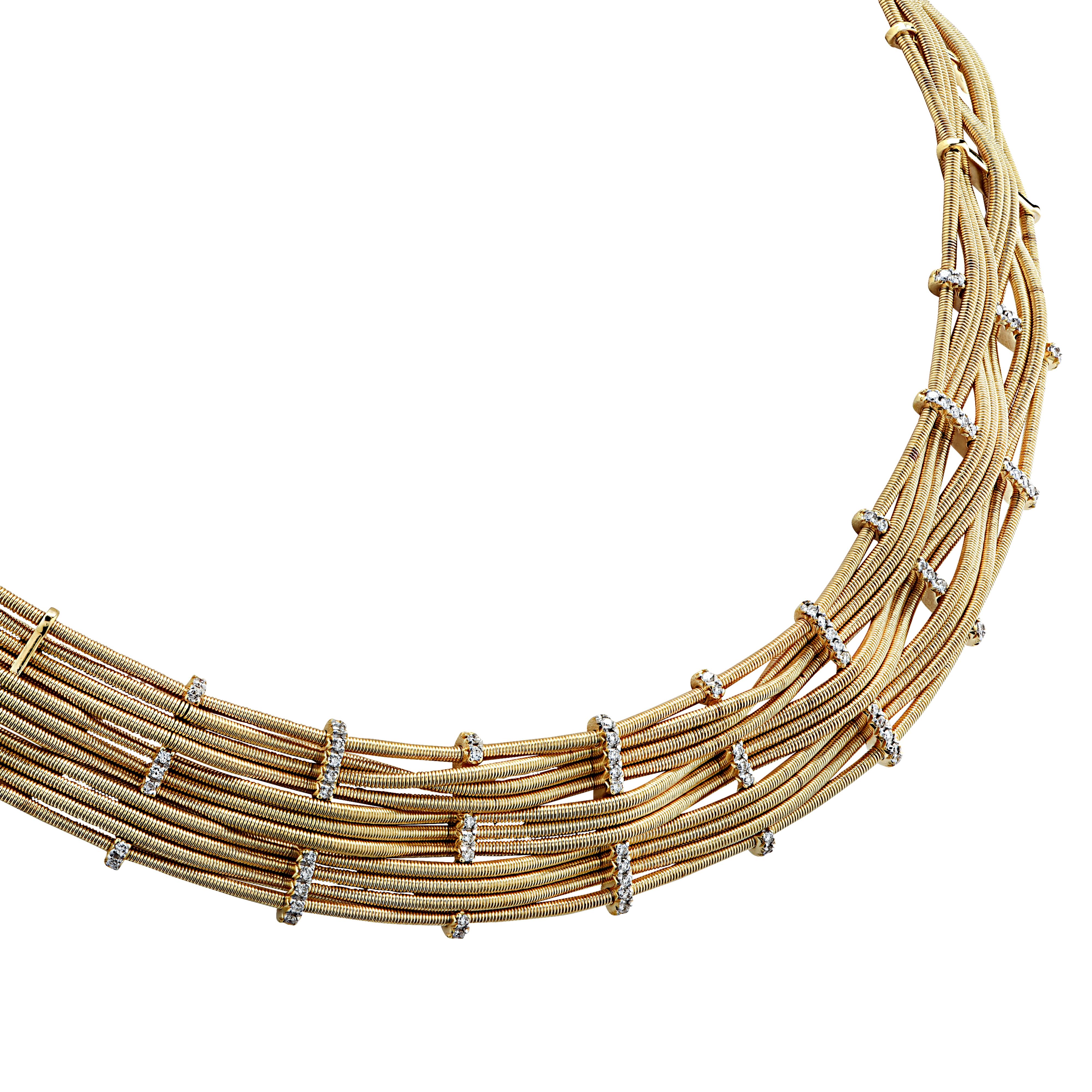 Modern Marco Bicego Yellow Gold and Diamond Collar Necklace