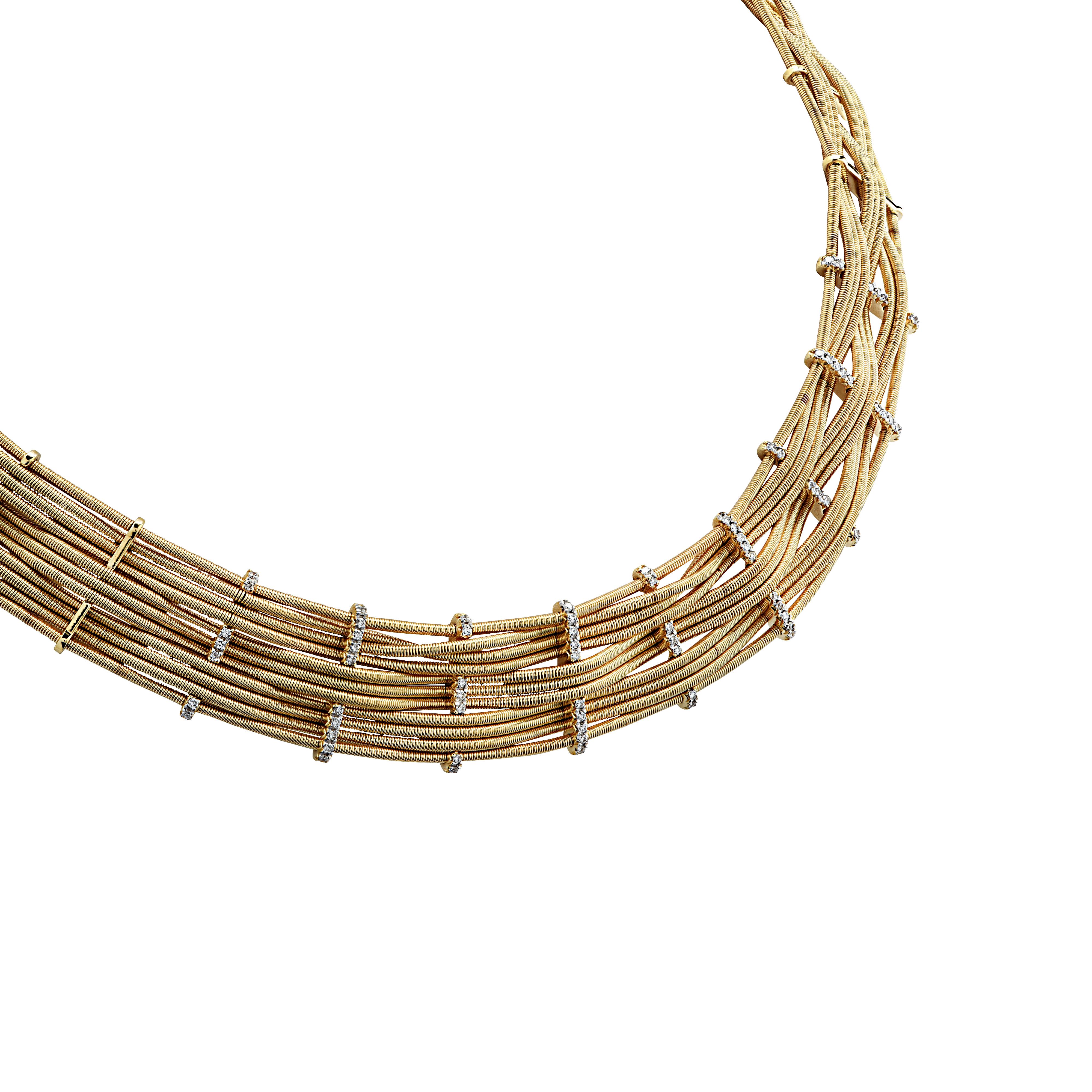 Marco Bicego Yellow Gold and Diamond Collar Necklace In Good Condition In Miami, FL