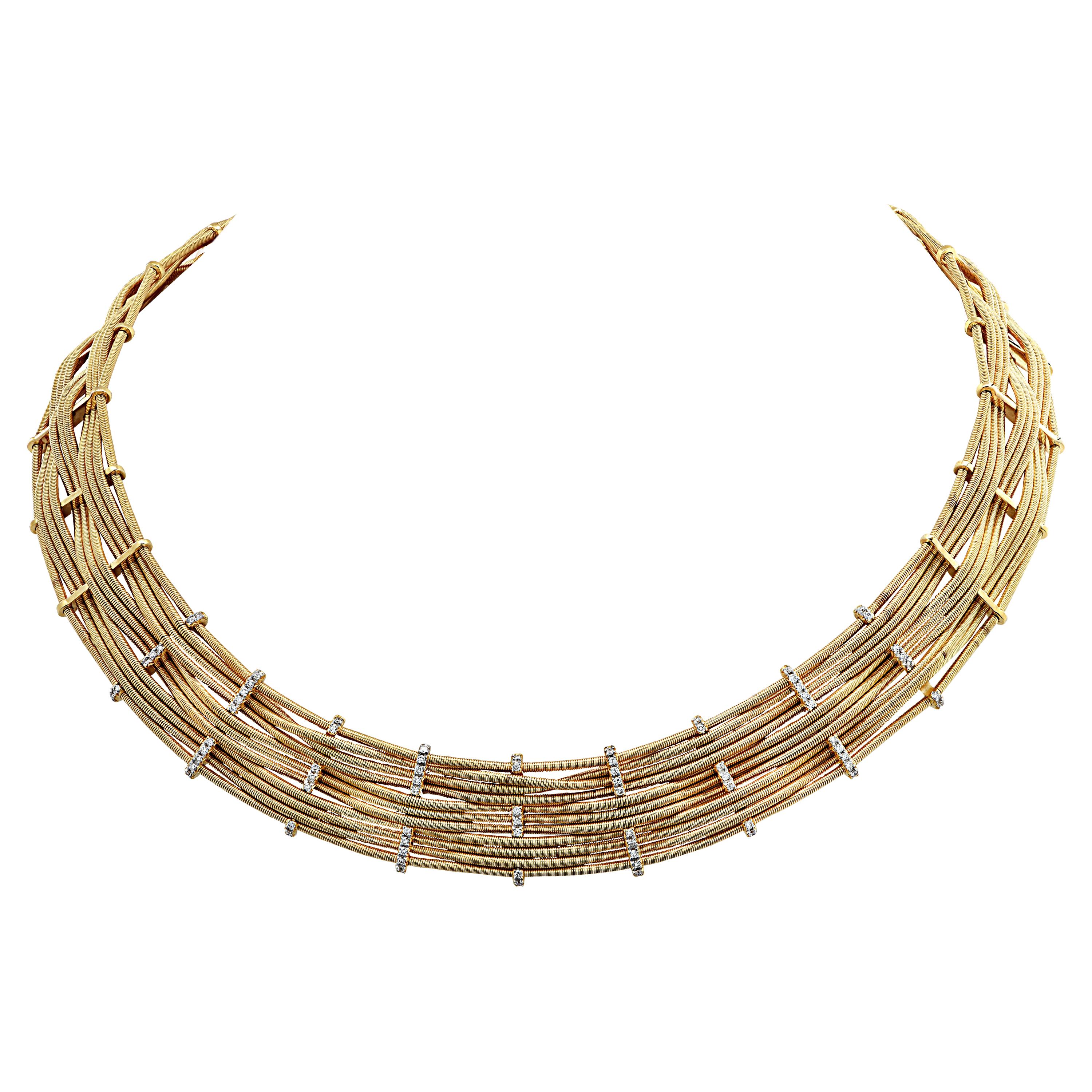 Marco Bicego Yellow Gold and Diamond Collar Necklace