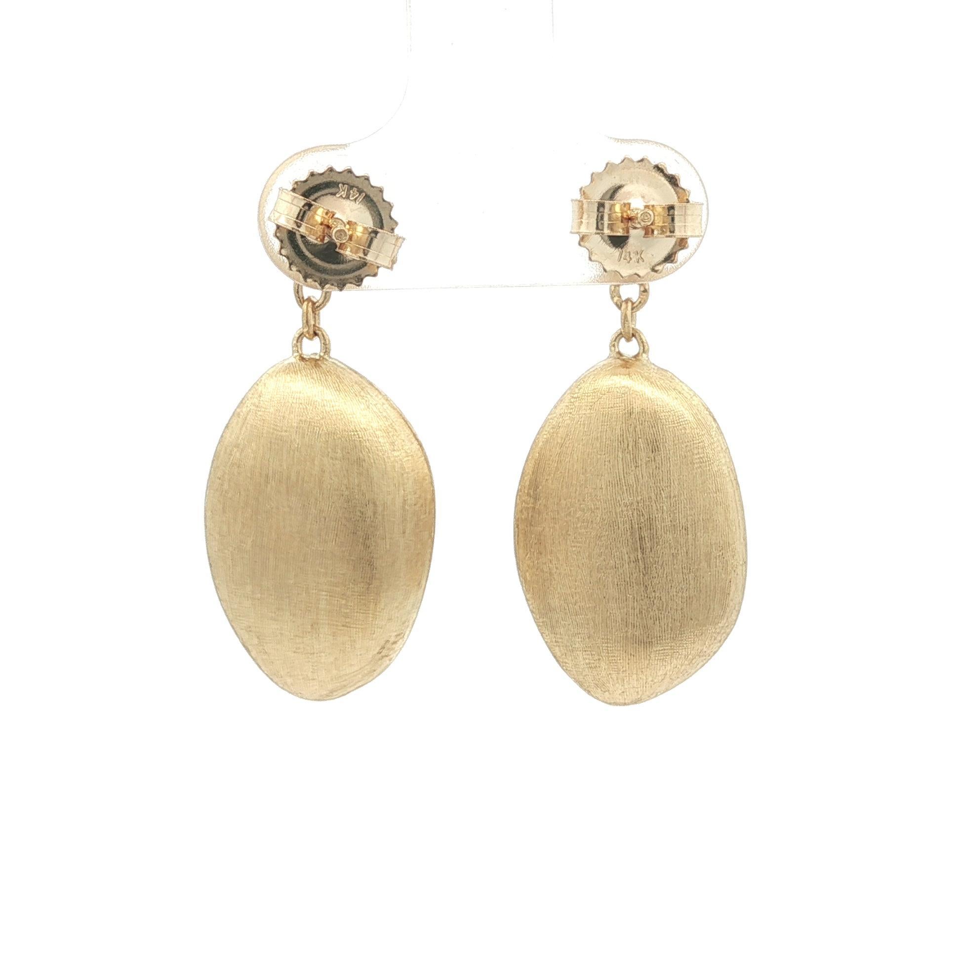 Donna Marco Bicego Yellow Gold Brushed Finish Siviglia Dangle Bean Drop Earrings in vendita