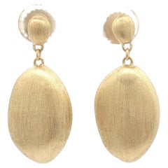 Marco Bicego Yellow Gold Brushed Finish Siviglia Dangle Bean Drop Earrings