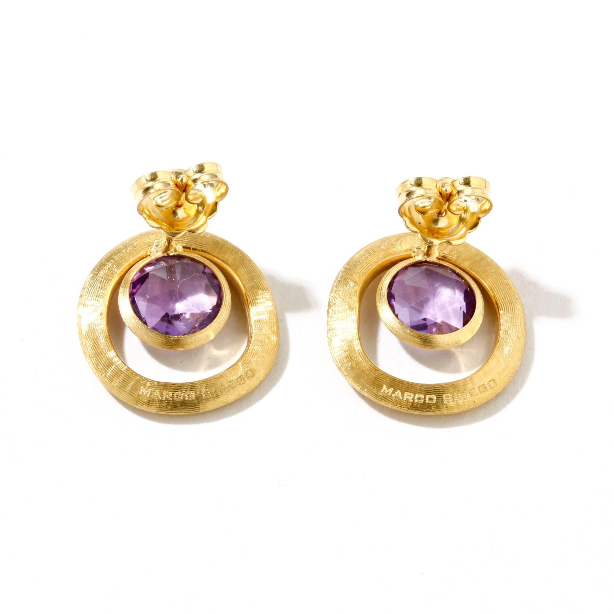 Rose Cut Marco Bigeco Amethyst Earrings Jaipur Color Collection 18 Karat Yellow Gold