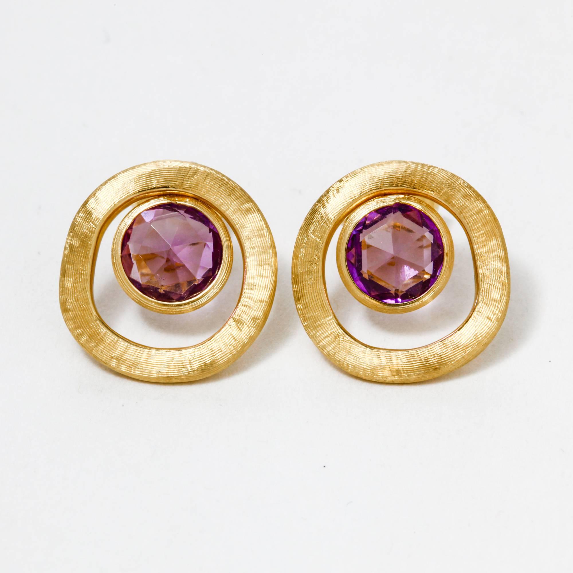 Marco Bigeco Amethyst Earrings Jaipur Color Collection 18 Karat Yellow Gold In New Condition In Houston, TX