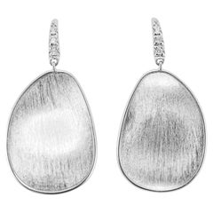 Marco Bicego Lunaria 18K White Gold 0.05ctw Diamond Petal Drop Dangle Earrings