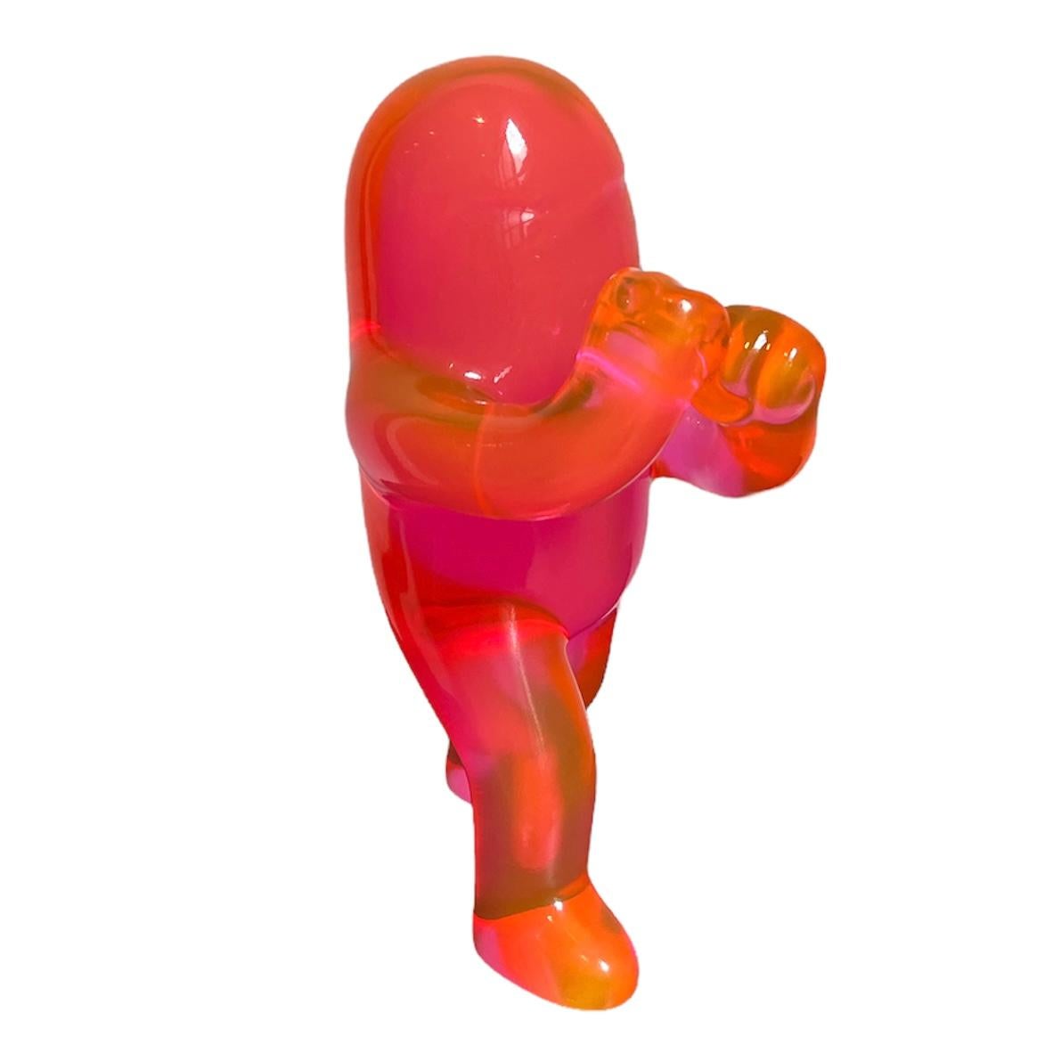 El Poder Luchador Rosa Acrílico, Escultura Contemporánea, Arte Pop, Siglo XXI 1