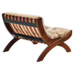 Marco Comolli 'CP1' Lounge Chair in Beige Corduroy and Mahogany
