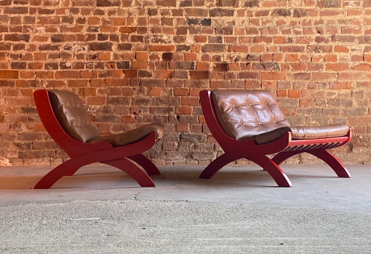 Mid-Century Modern Marco Comolli CP1 Lounge Chairs by ICF, Italy, circa 1963