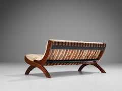 Divano 'CP1' di Marco Comolli in mogano e velluto a coste beige