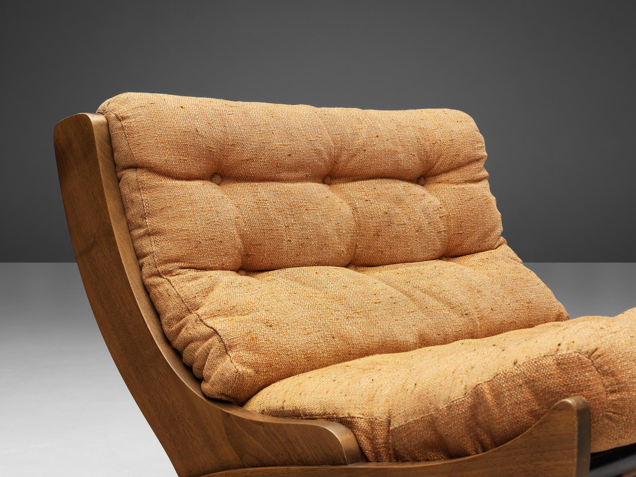 Marco Comolli for ICF Lounge Chair in Walnut  In Good Condition For Sale In Waalwijk, NL