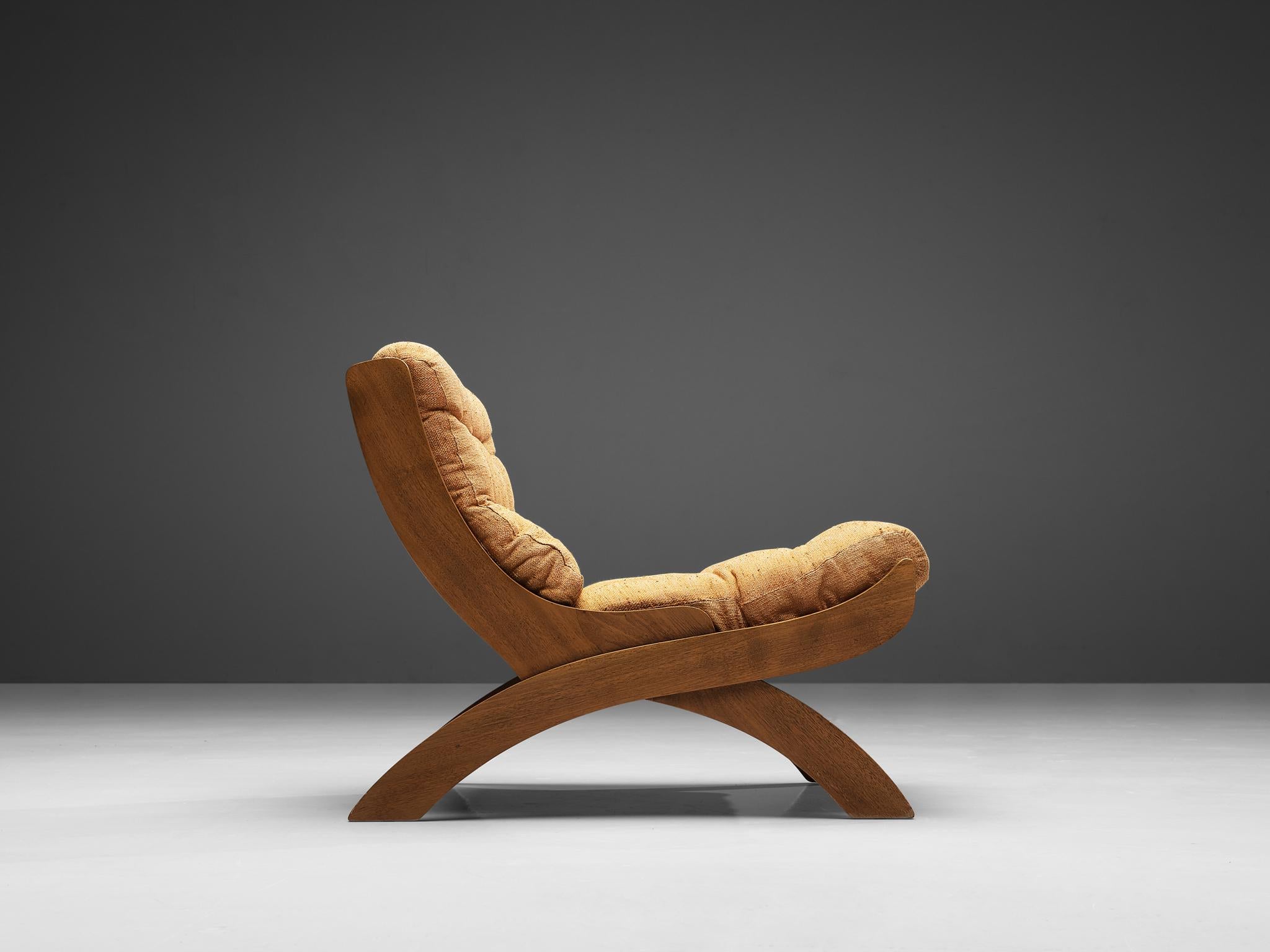 Mid-20th Century Marco Comolli for ICF Lounge Chair in Walnut  For Sale