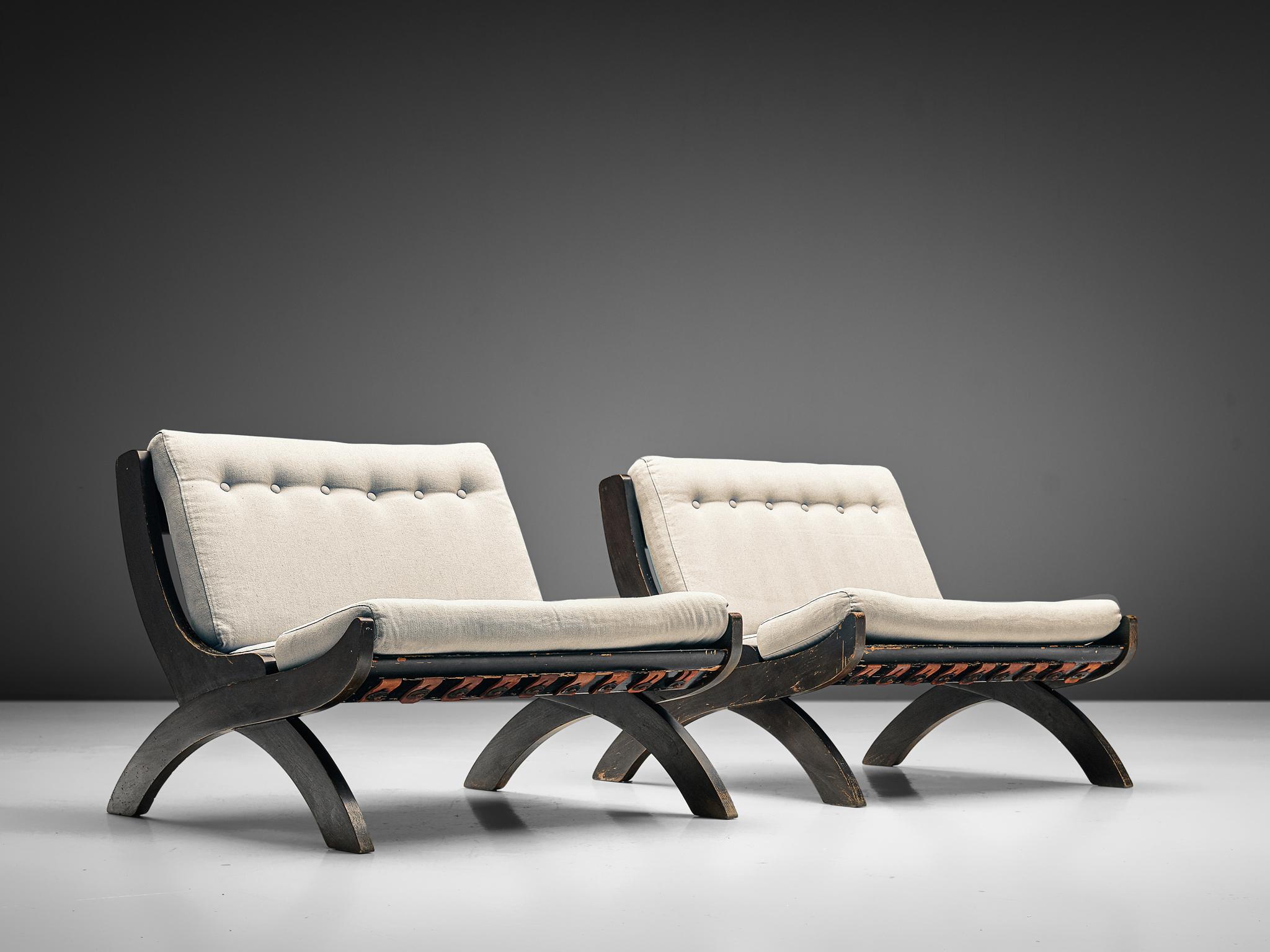 Mid-20th Century Marco Comolli Pair of 'CP1' Lounge Chairs in Walnut