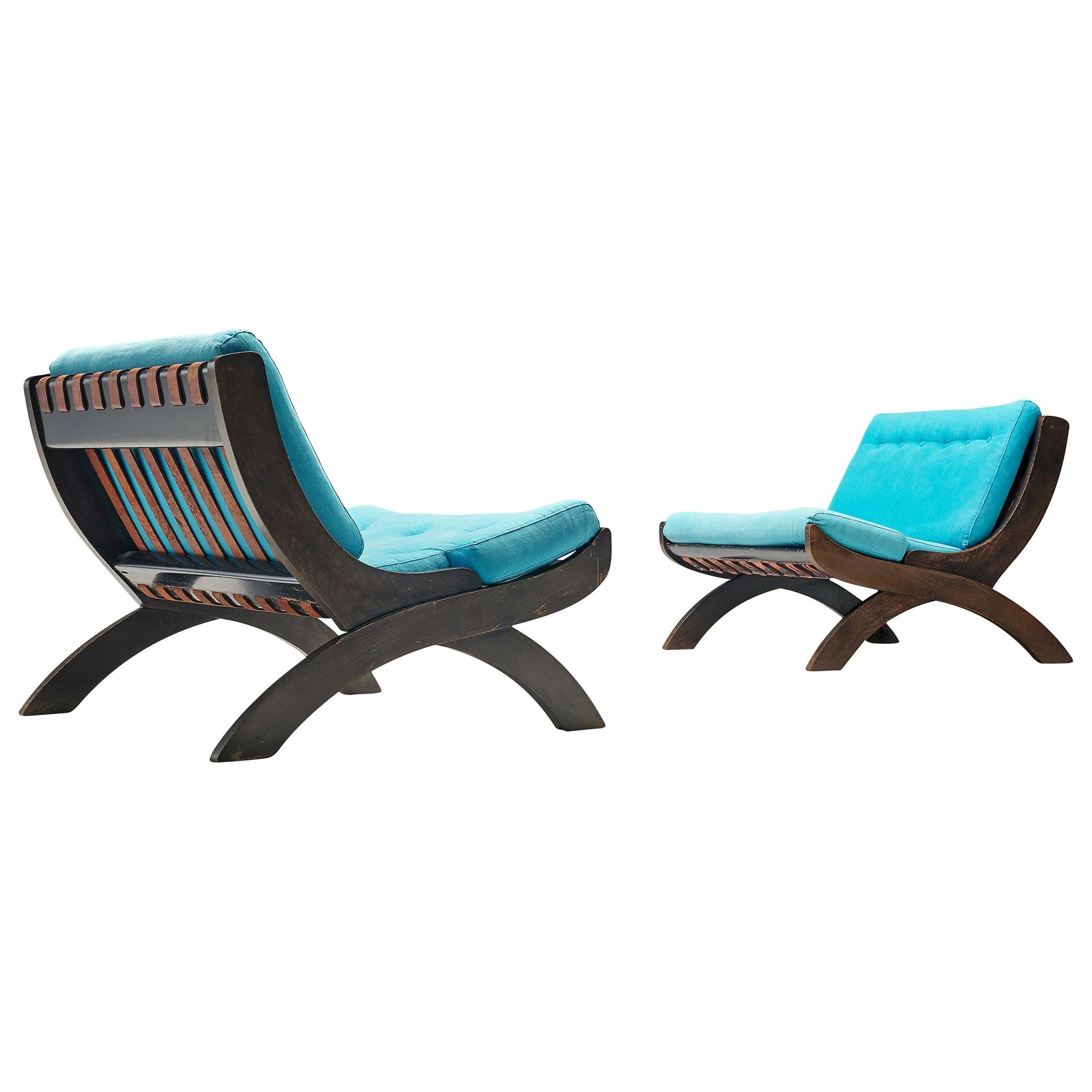 Marco Comolli Par of "CP1" Lounge Chairs in Walnut