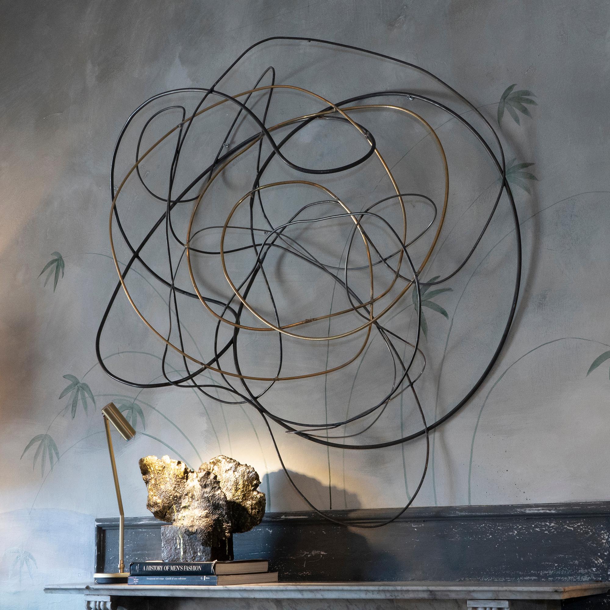 Marco Croce Steel and Brass Abstract Wall Sculpture, Italy, 2018 8
