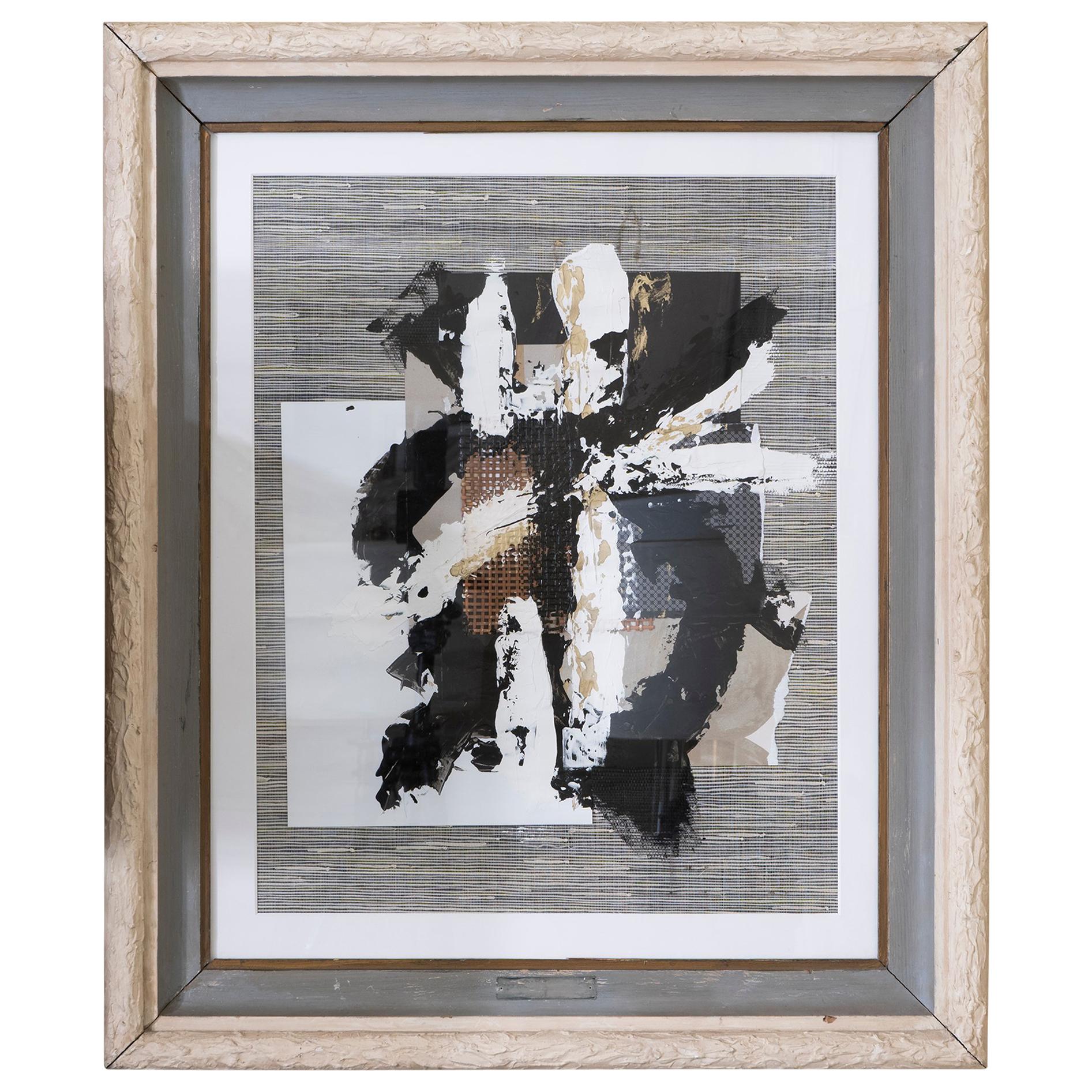 Marco Croce "Untitled" Collage Wall Art, Wood Vintage Frame, Italy, 2018