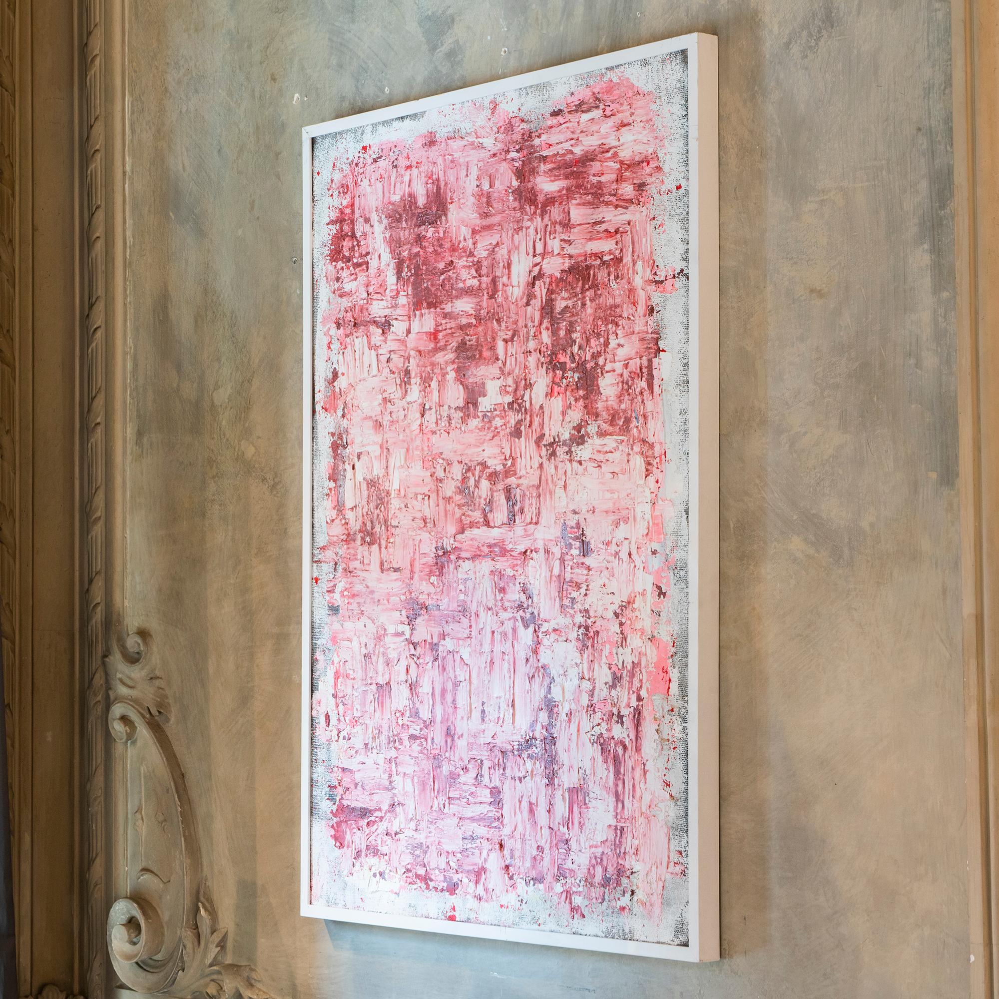 Abstract wall art, plaster acrylics on juta, wood frame, Marco Croce, Italy 2019.