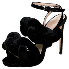 Marco De Vicenzo Black Velvet Braided Ankle Strap Sandals Size 35