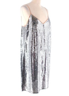 Marco de Vicenzo Silver Sequin Mini Slip Dress - US 10