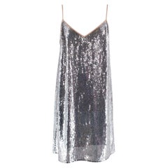 Marco de Vicenzo Silbernes Pailletten-Mini-Slipkleid - US 10