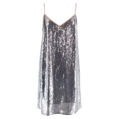 Marco de Vicenzo Silver Sequin Mini Slip Dress - US 10