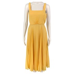 MARCO de VICENZO Size 4 Yellow Polyester Pleated Flared Mini Dress