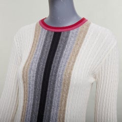 MARCO DE VINCENZO 100% cashmere colorblock striped ribbed knit dress FR38 M