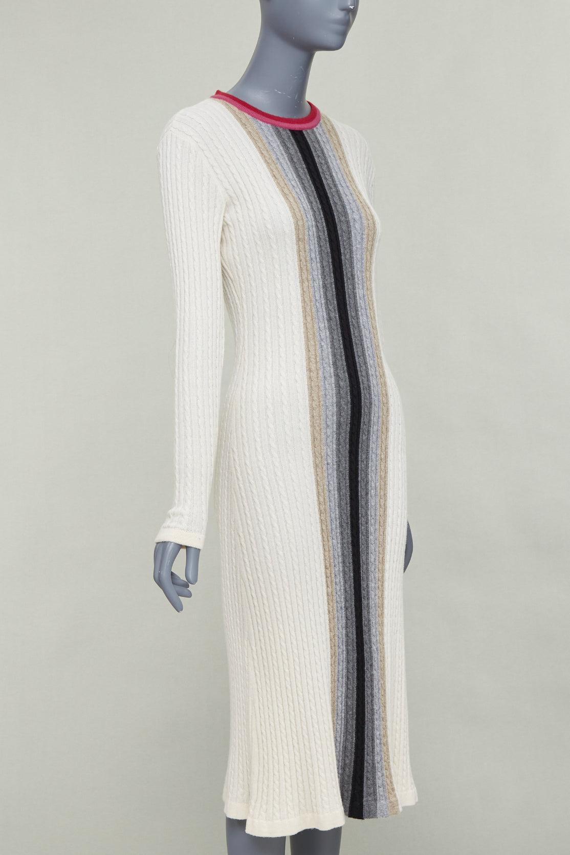 MARCO DE VINCENZO Vestido de punto acanalado a rayas 100% cachemira FR38 M Gris en venta