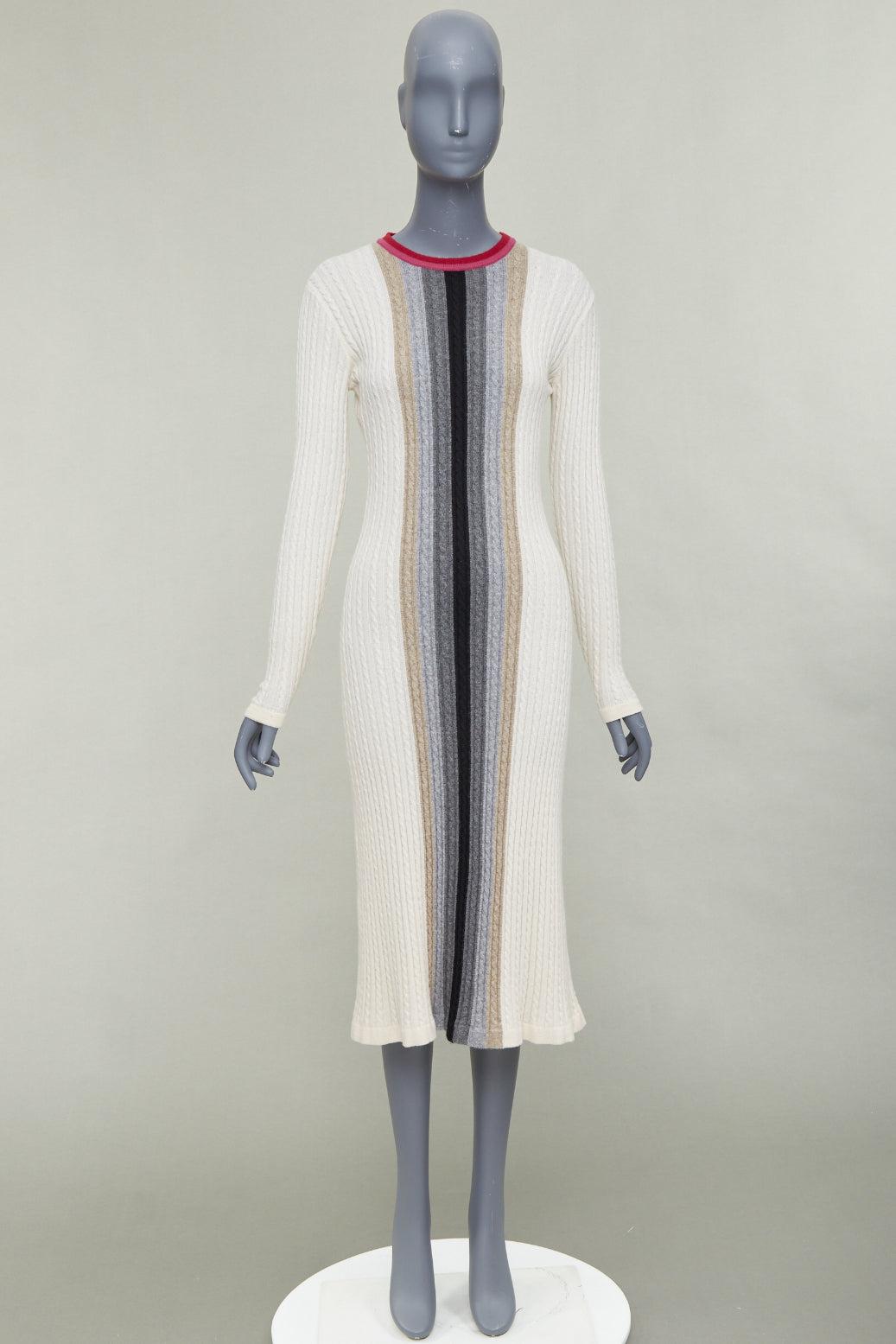 MARCO DE VINCENZO Vestido de punto acanalado a rayas 100% cachemira FR38 M en venta 4