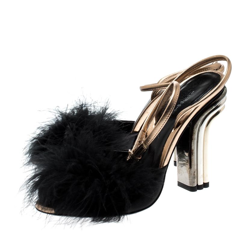 black feather heels