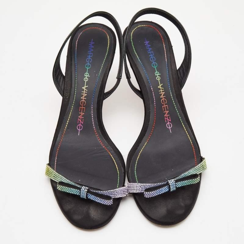 Nero Marco de vincenzo Sandali Slingback impreziositi da brevetto nero taglia 40