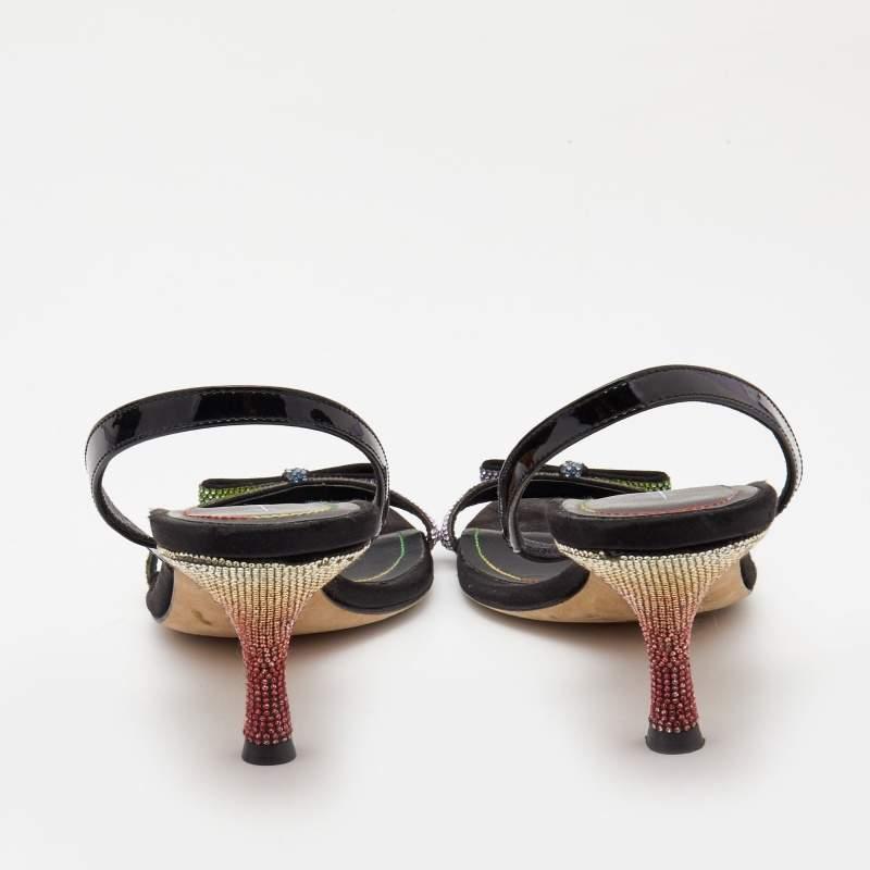 Donna Marco de vincenzo Sandali Slingback impreziositi da brevetto nero taglia 40