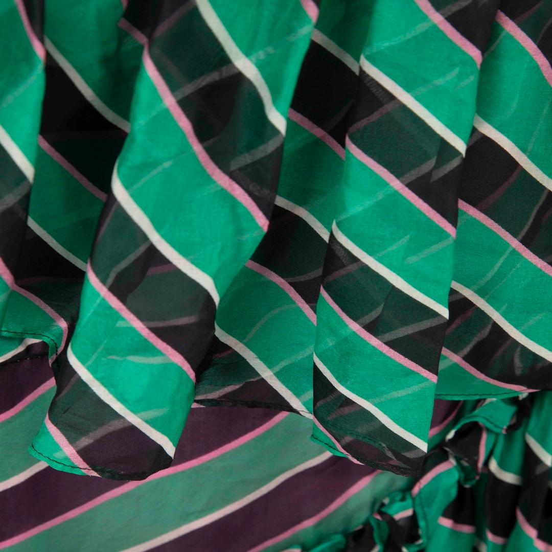 Women's Marco de Vincenzo Green One Shoulder Ruffle Dress Size L For Sale