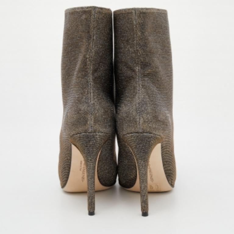 Marco De Vincenzo Schillernde Lurex-Stoff-Kristall-Stiefel Größe 39 im Angebot 3