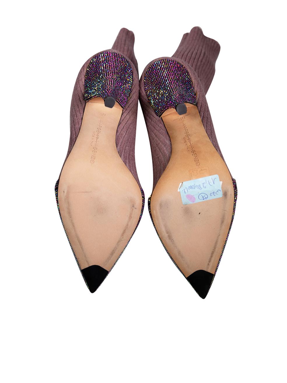 Marco de Vincenzo Purple Knit Crystal Sock Boots Size FR 36 For Sale 2