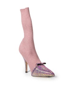 Marco de Vincenzo Purple Knit Embellished Sock Boots Size IT 40