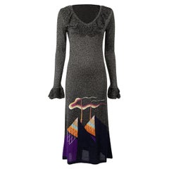 Marco de Vincenzo Women's Metallic Patterned Knit Midi Dress