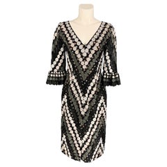 MARCO do VICENZO Größe 8 Mehrfarbiges Spitzenkleid aus Viskosemischung in Schwarz & Weiß