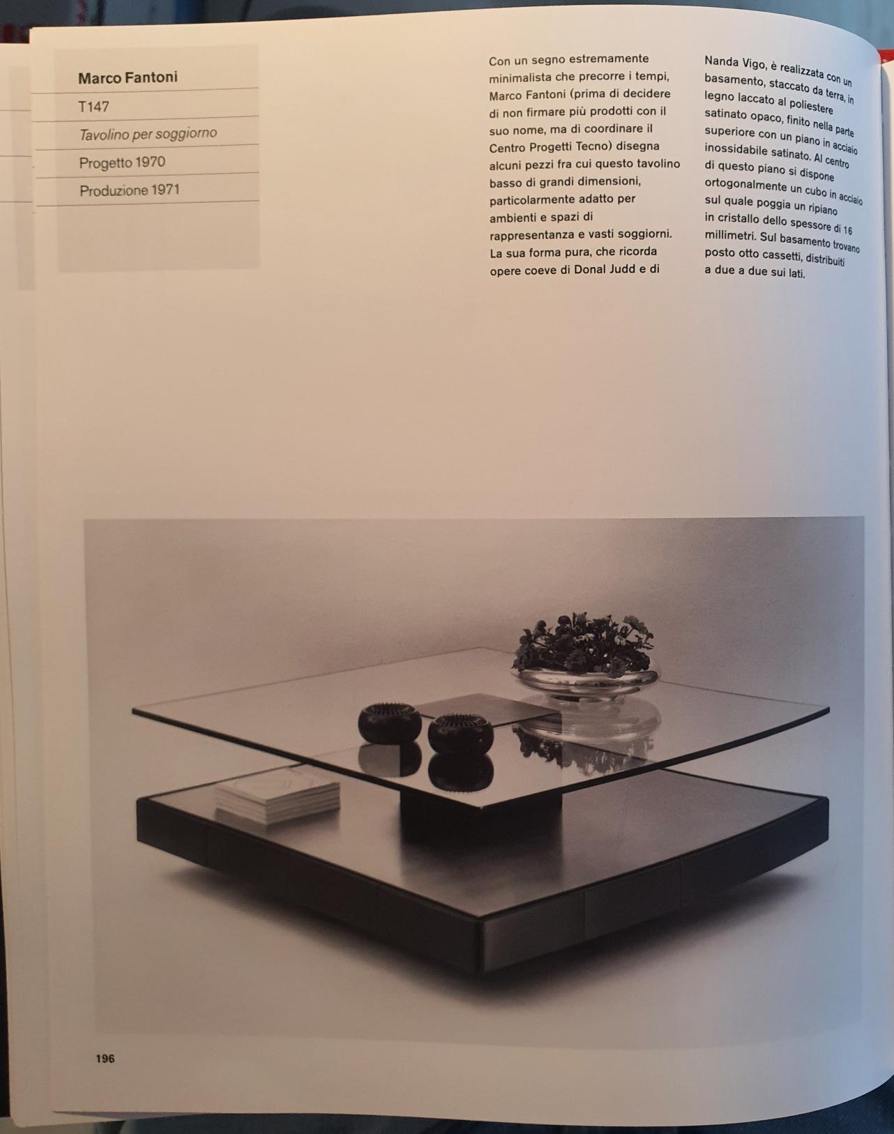 Marco Fantoni for Tecno Italy, Model T147 Coffee Table, Designed, 1970 In Good Condition In London, GB