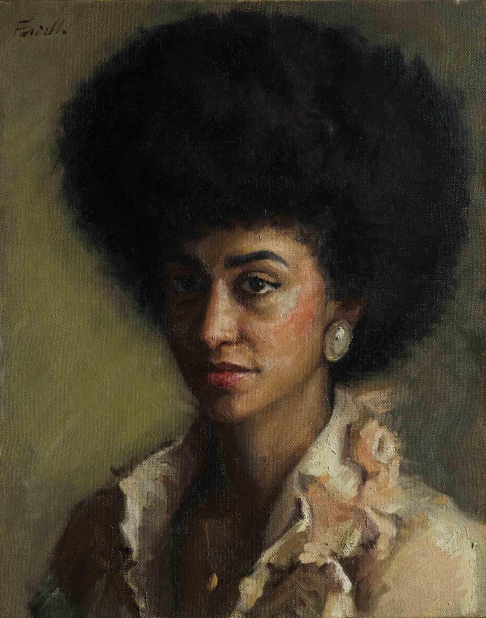 Luna Portrait Painting of Dominican Girl, Oil on Canvas, Signed, 2010+