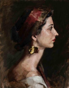 Ragazza con bandana - Dipinto ad olio di Marco Fariello - 2024