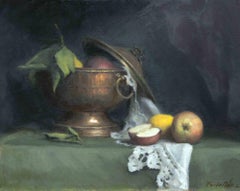 Still Life with Vase and Fruit - Oil Paint by Marco Fariello - 2021