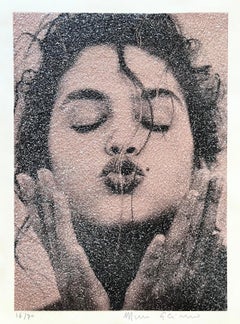 Kiss - Cindy Crawford, print with diamond dust