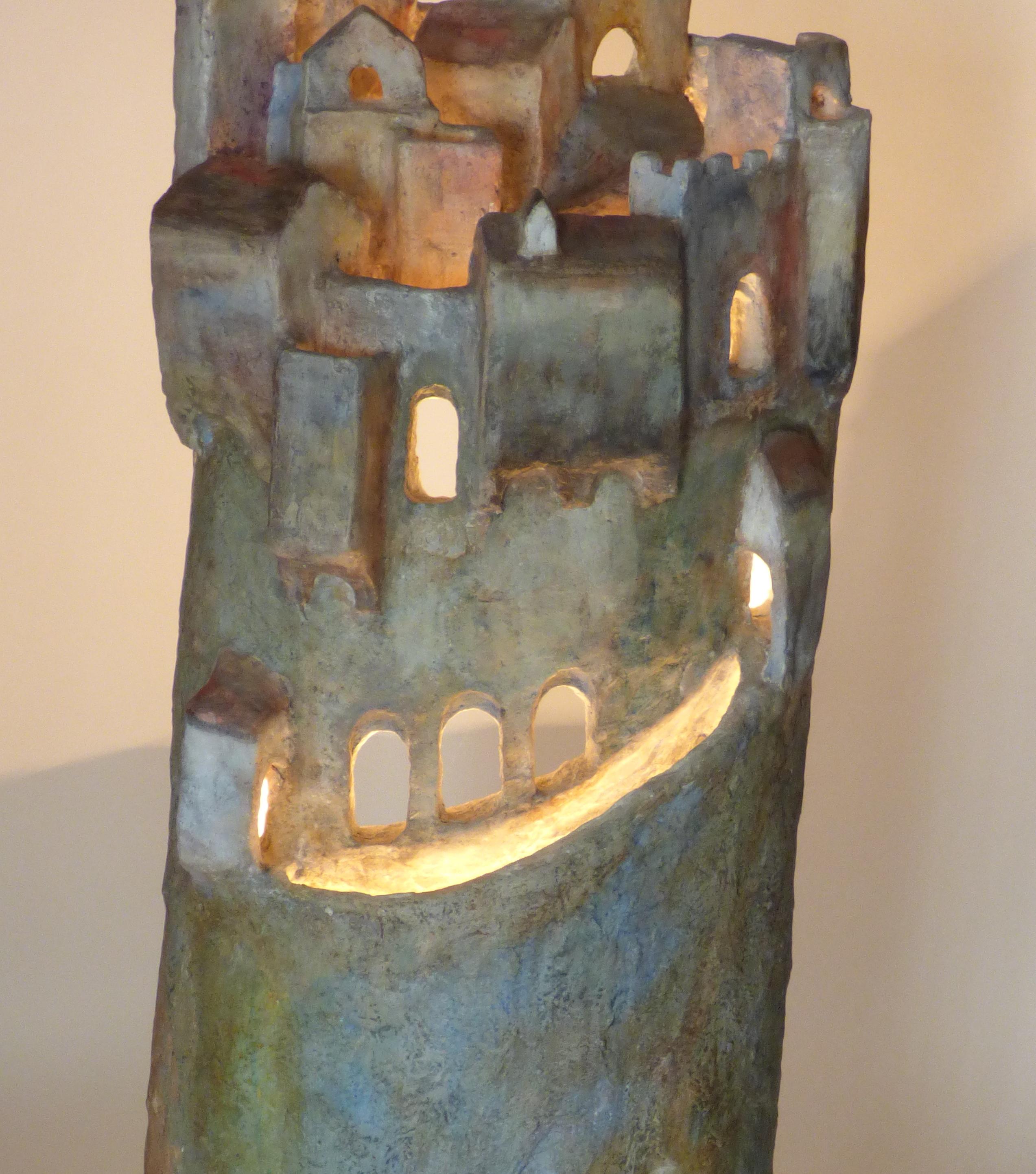 Papier Marco Lagan - Sculpture lumineuse en papier mâché Citt Meteora Modèle 3 - Pièce unique en vente